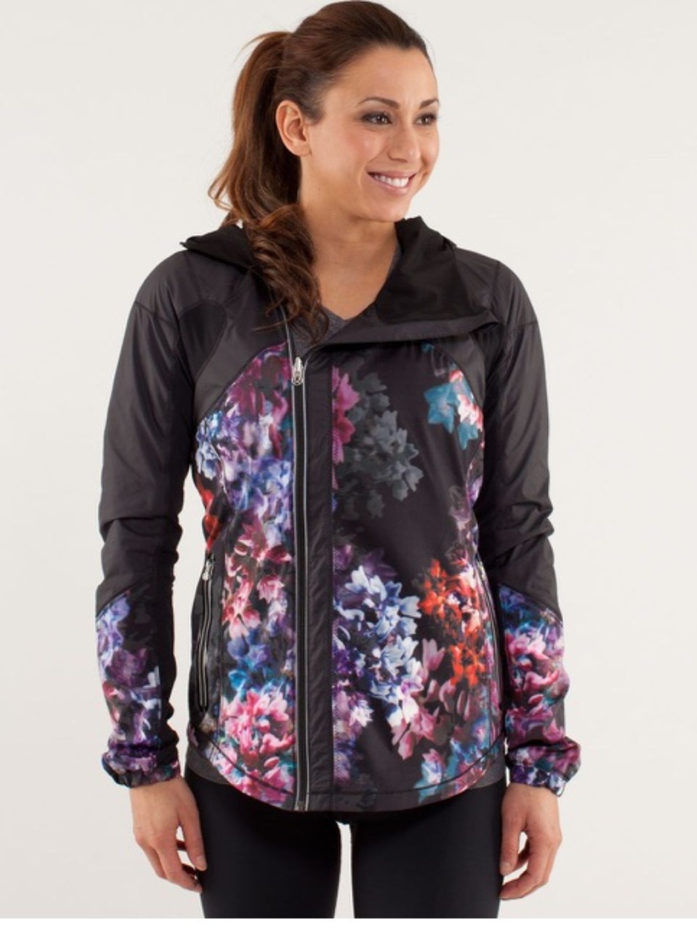 Lululemon Get Up And Glow Jacket 10 Floral Spring Has Sprung Black Run